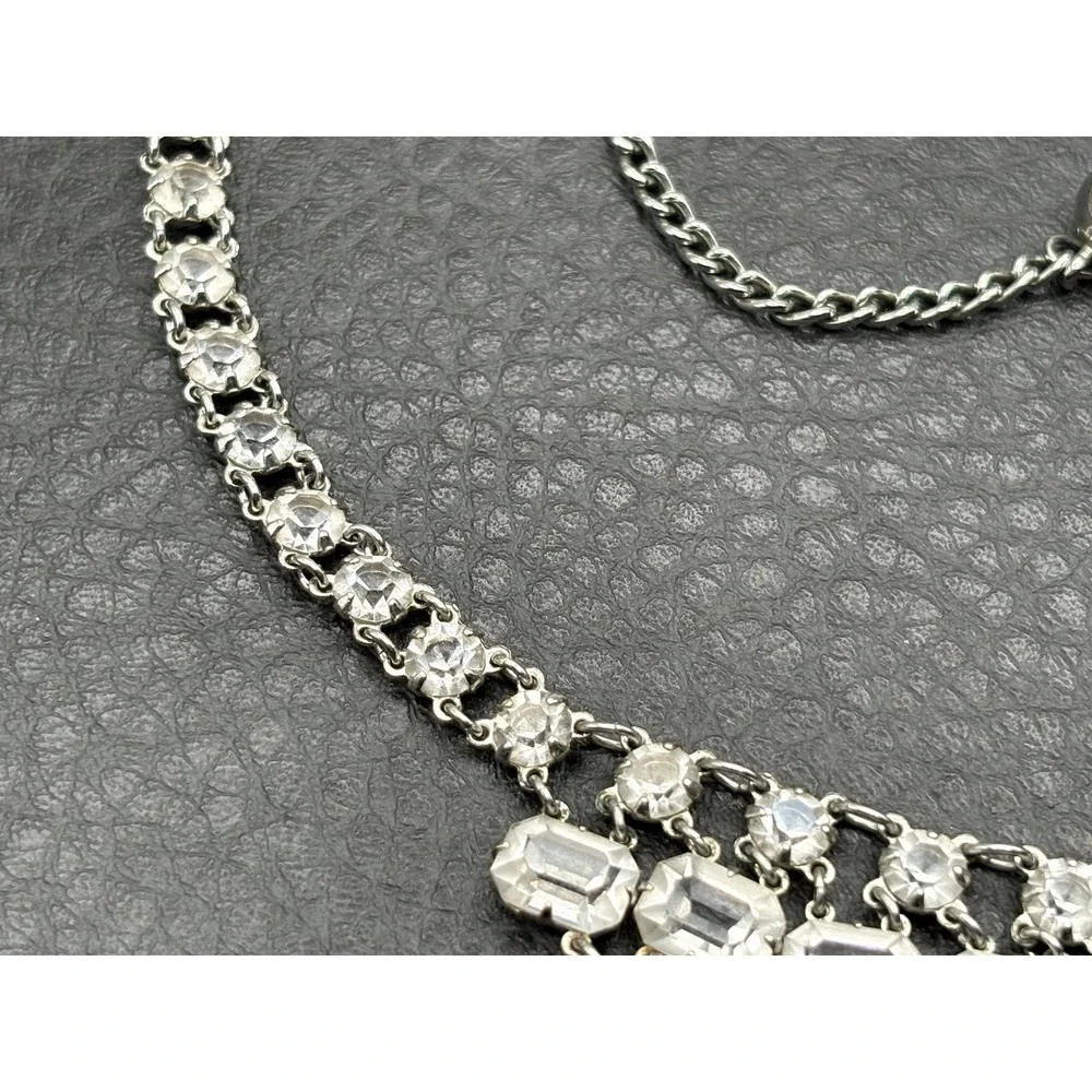 Vintage Open Back Crystal Station Bib Collar Necklace ~ Gorgeous!!